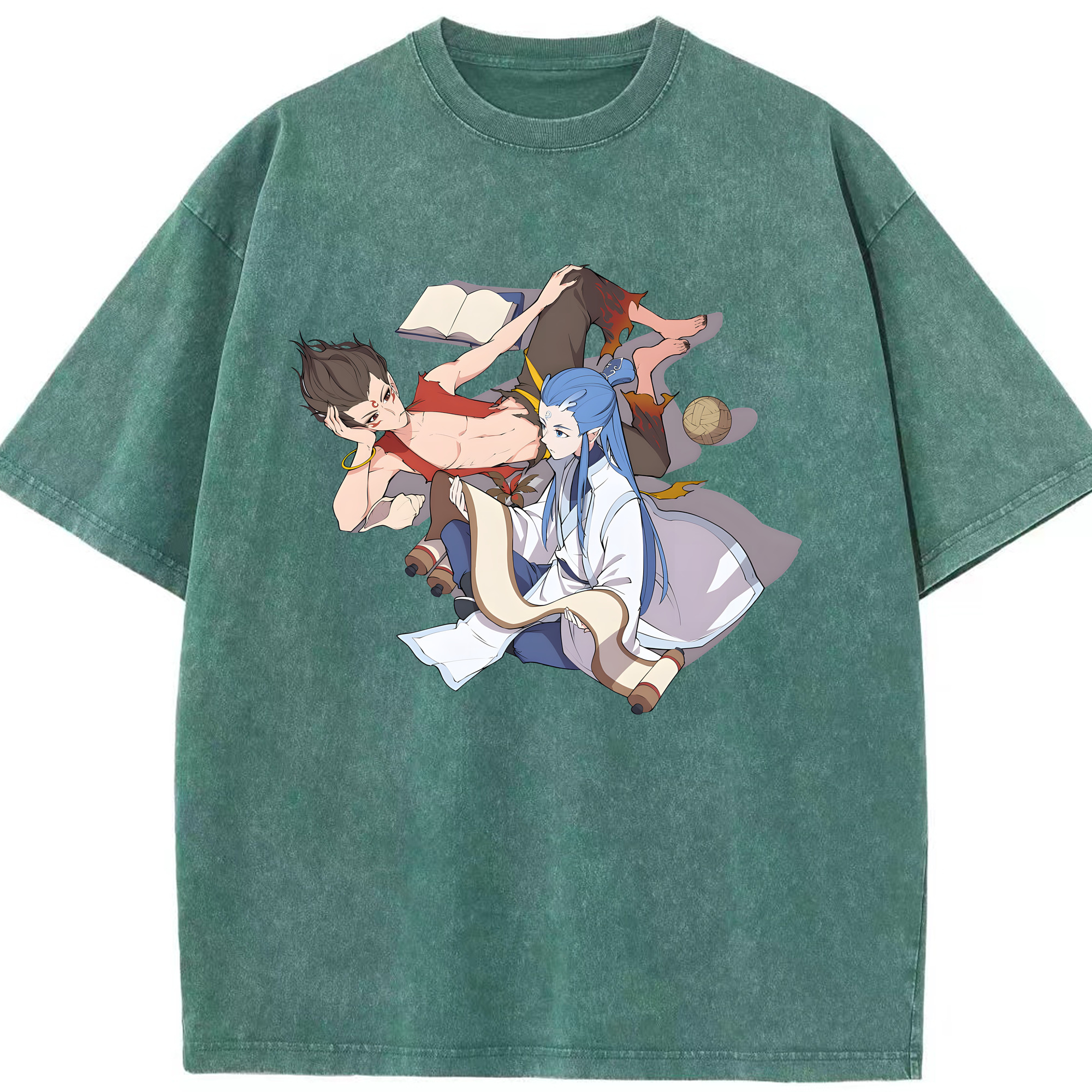 （画像用） Ne Zha 2 ナタ 魔童の大暴れ 綿100% ヴィンテージ風 半袖Tシャツ（フロントプリント）